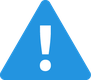 Blue caution sign marking a warning