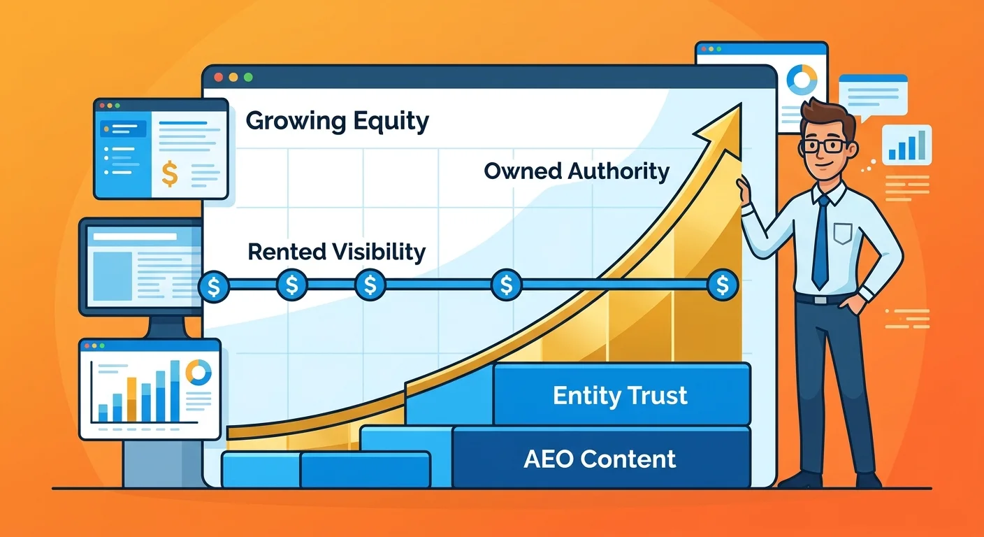 AI authority as compounding asset versus rented marketing visibility comparison