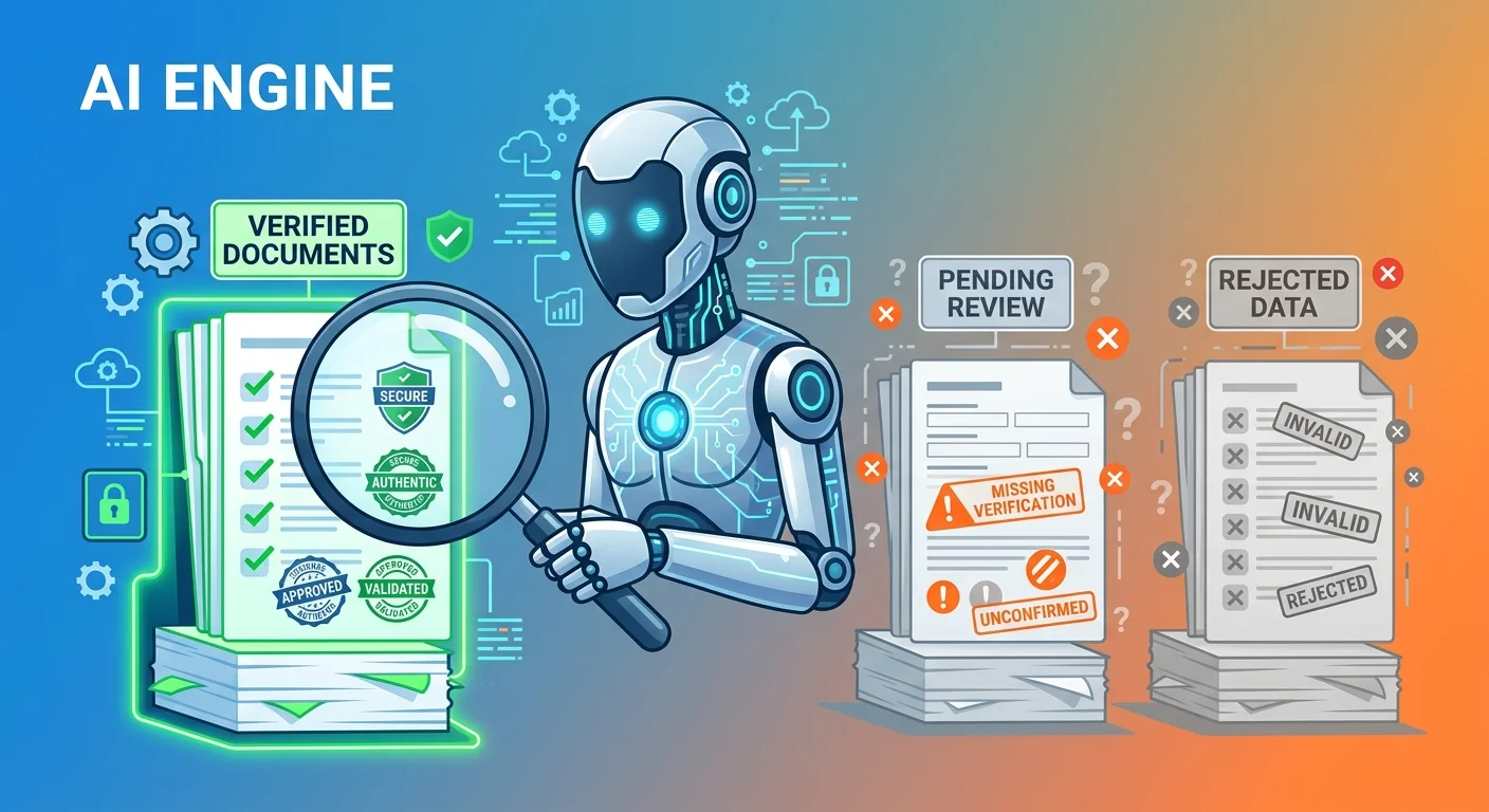 AI engine evaluating content trust signals rejecting unverified generic content