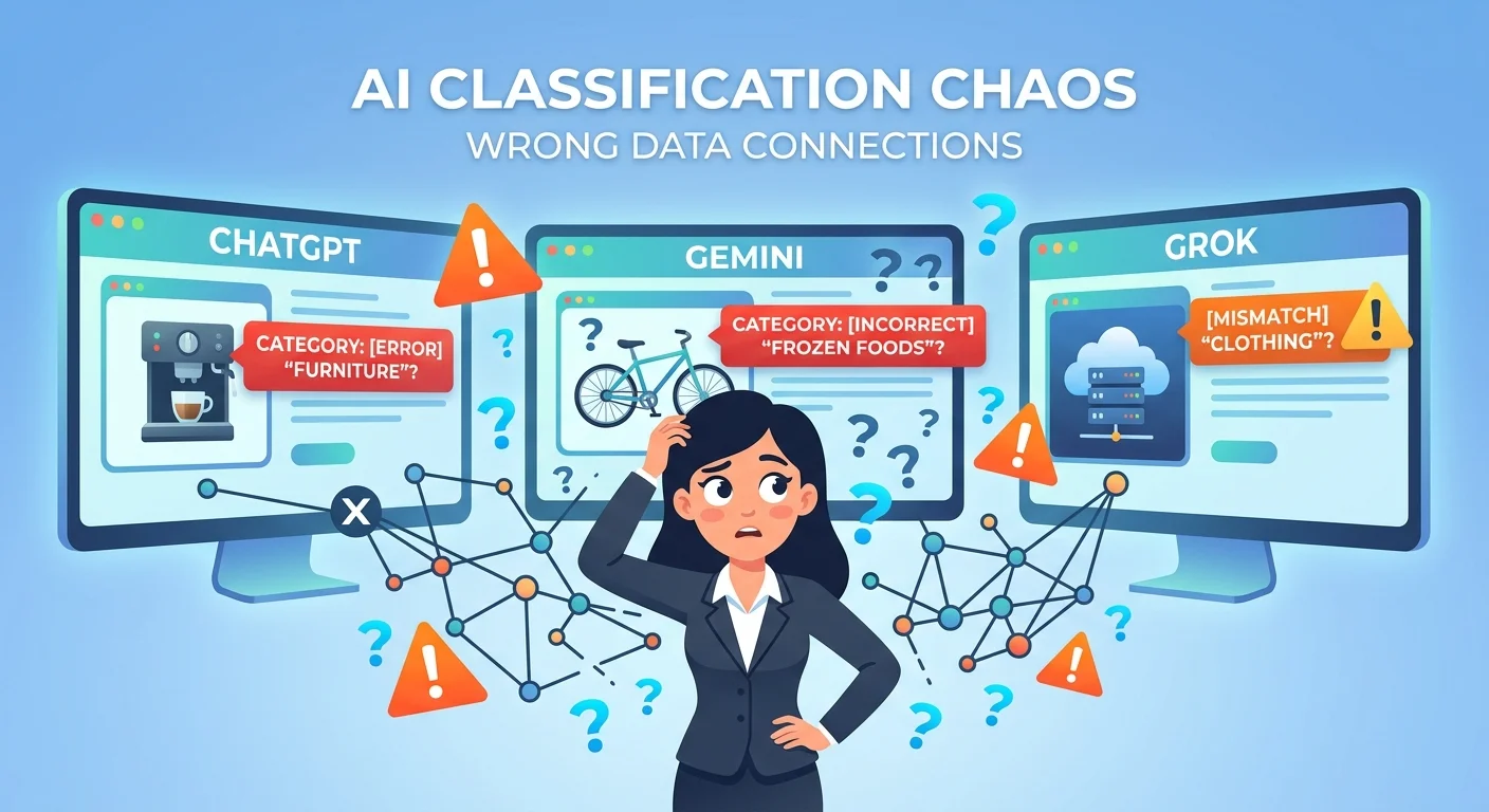AI engines displaying conflicting and incorrect business classifications due to weak entity signals