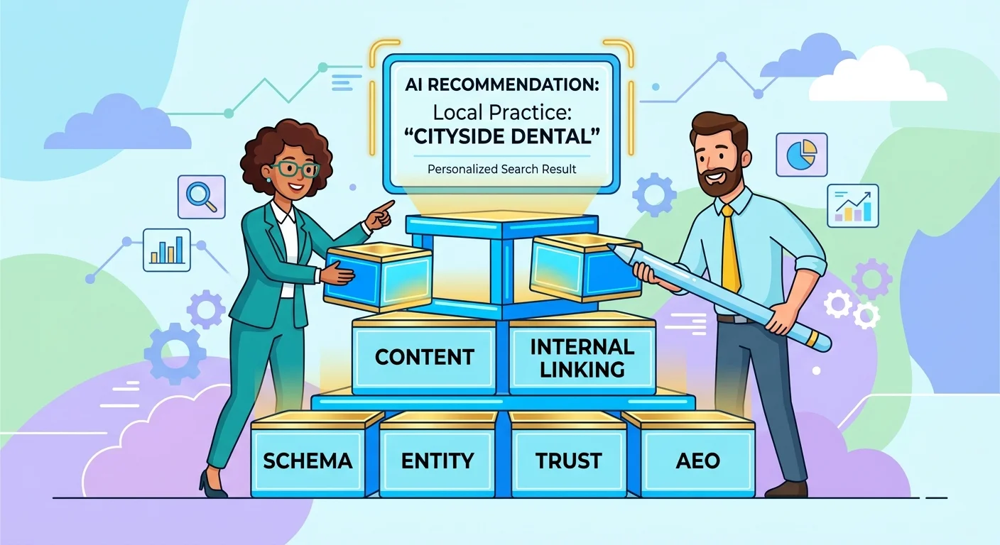 Business owner and partner building permanent authority infrastructure leading to AI recommendation