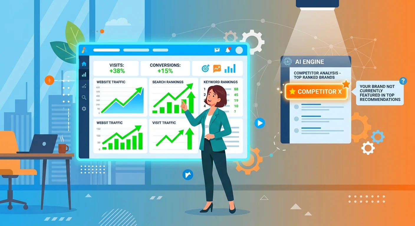 Traditional SEO metrics showing false positive while AI search reveals actual authority gap