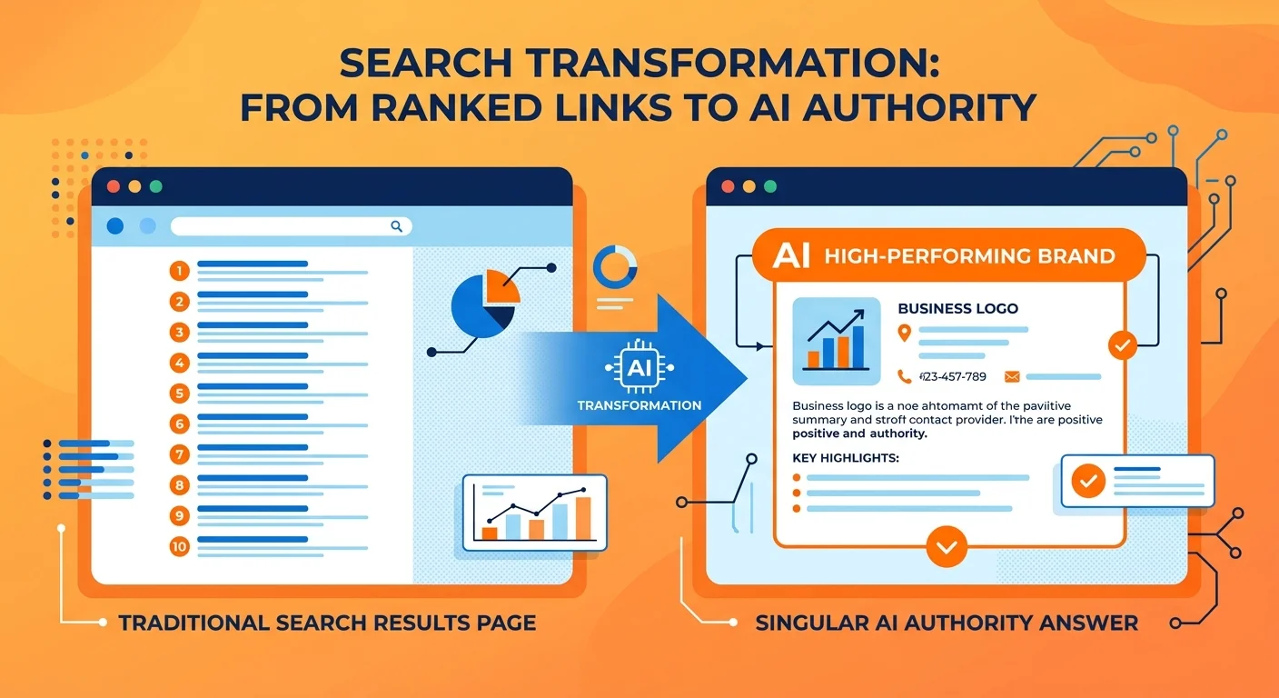search engine results shifting from ranked lists to single AI recommended answer