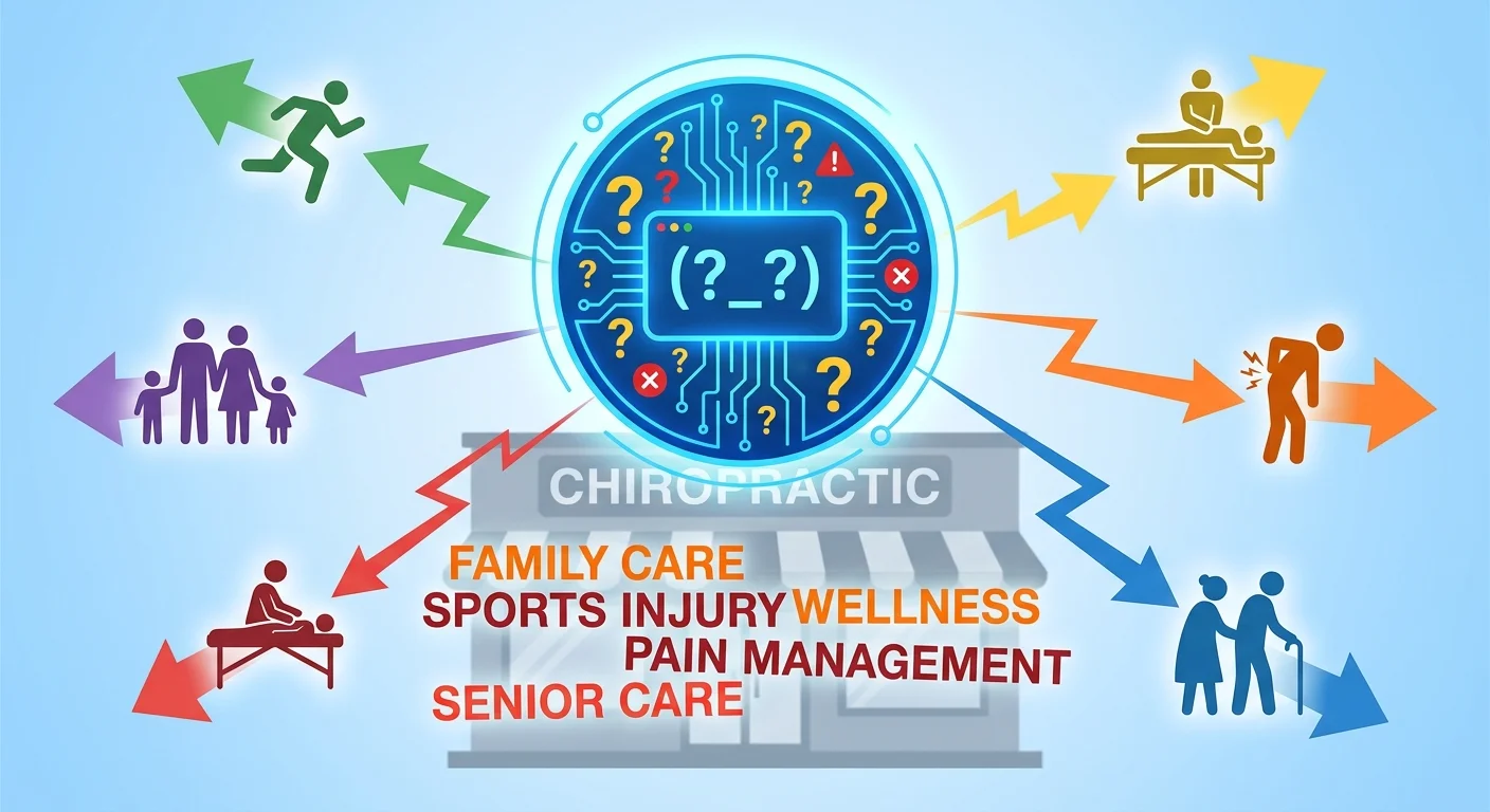 AI engine unable to classify generalist chiropractic practice due to conflicting specialization signals and unclear entity definition