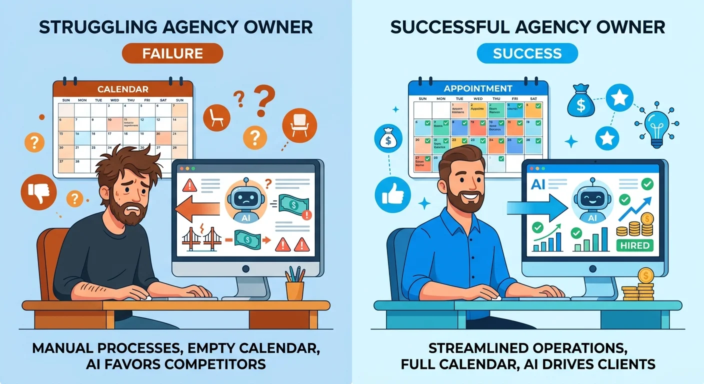Side by side comparison showing business impact of entity drift versus clean entity authority