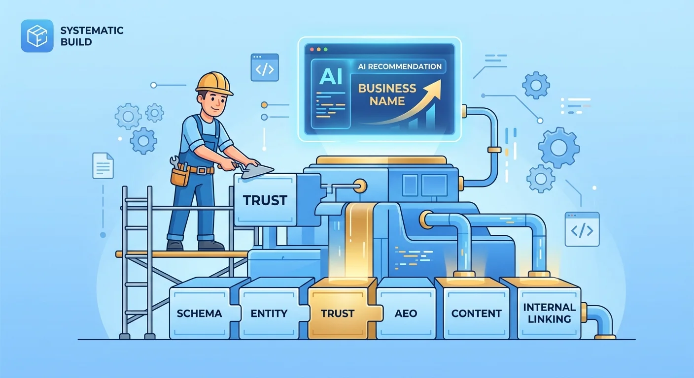 AI Authority Engine infrastructure build process from foundation to AI recommendation