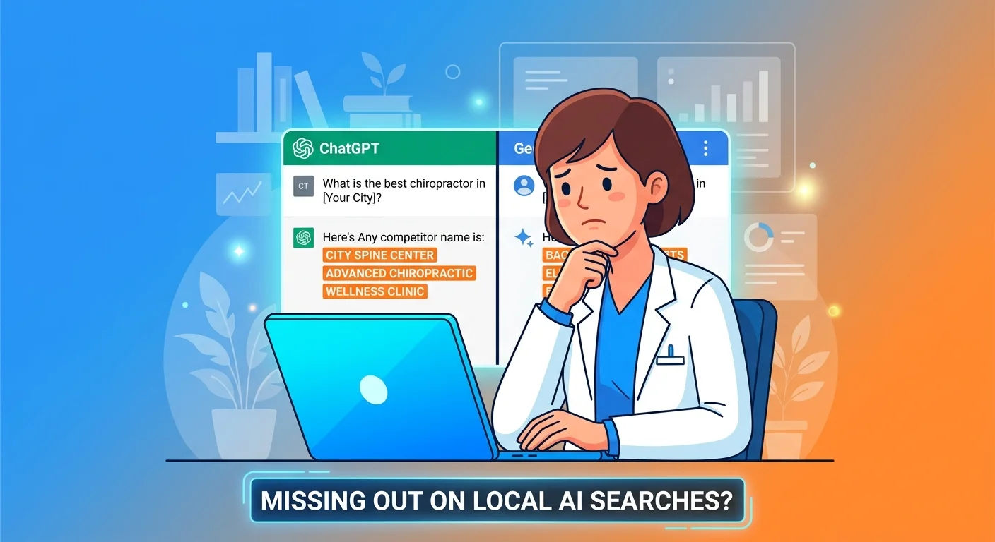 Practice owner running preliminary AI visibility self-test across multiple AI engines to document recommendation gaps