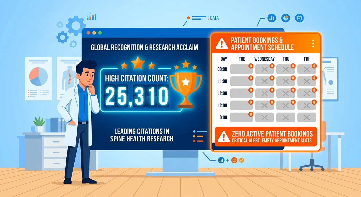 AI citation counter showing high numbers with zero patient bookings for chiropractor