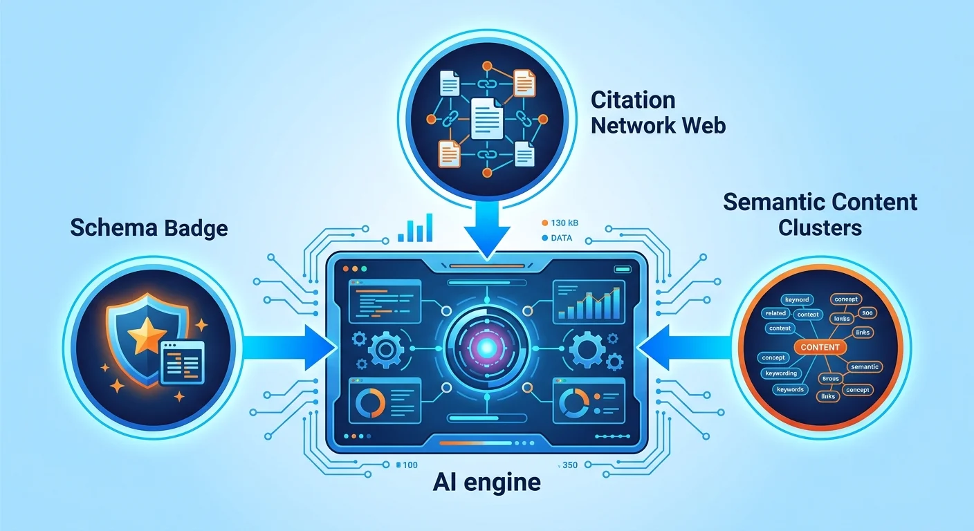 AI engine entity trust signal components schema citation and semantic density