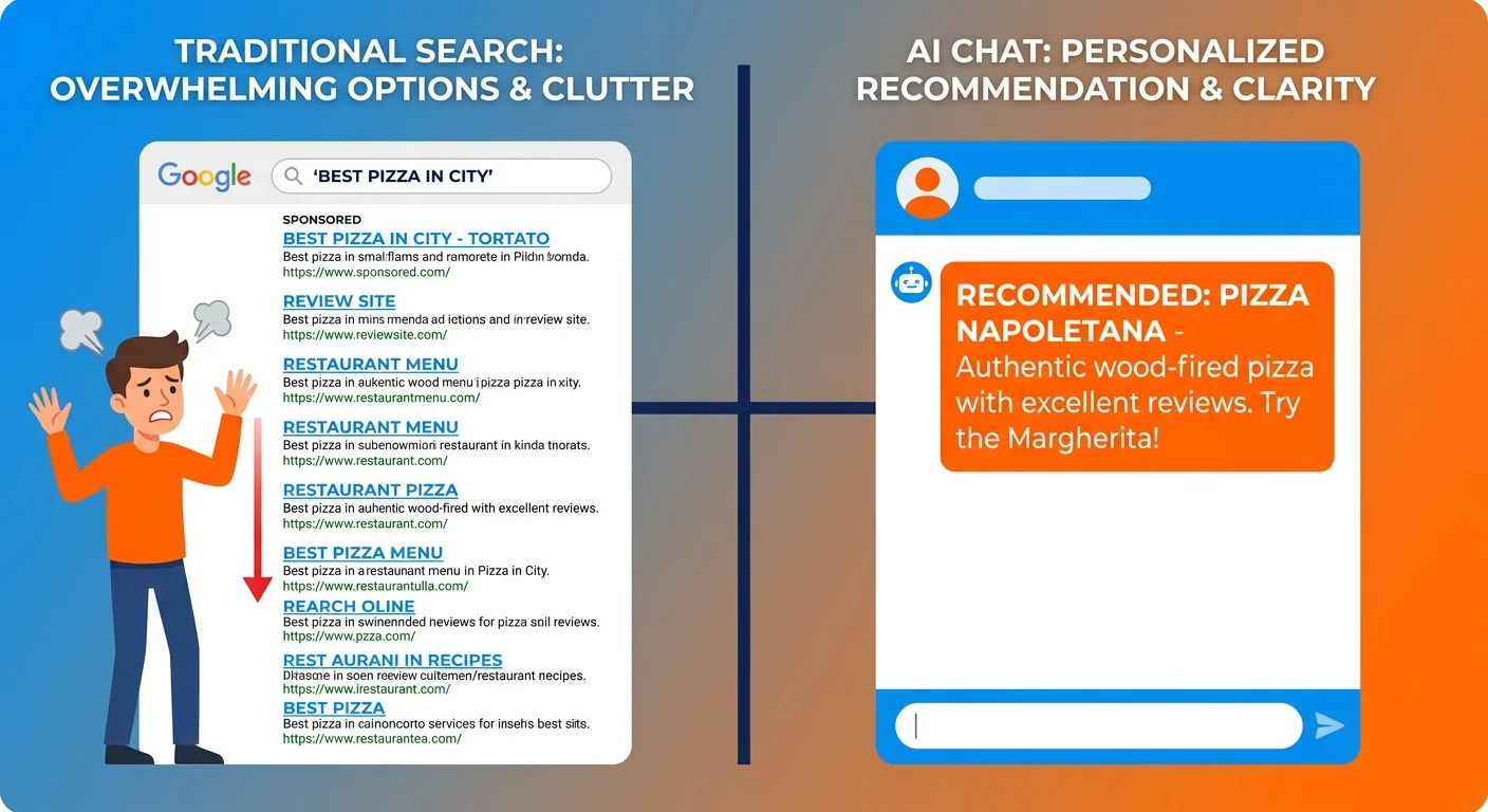 AI search engine verdict versus traditional search engine ranked list comparison