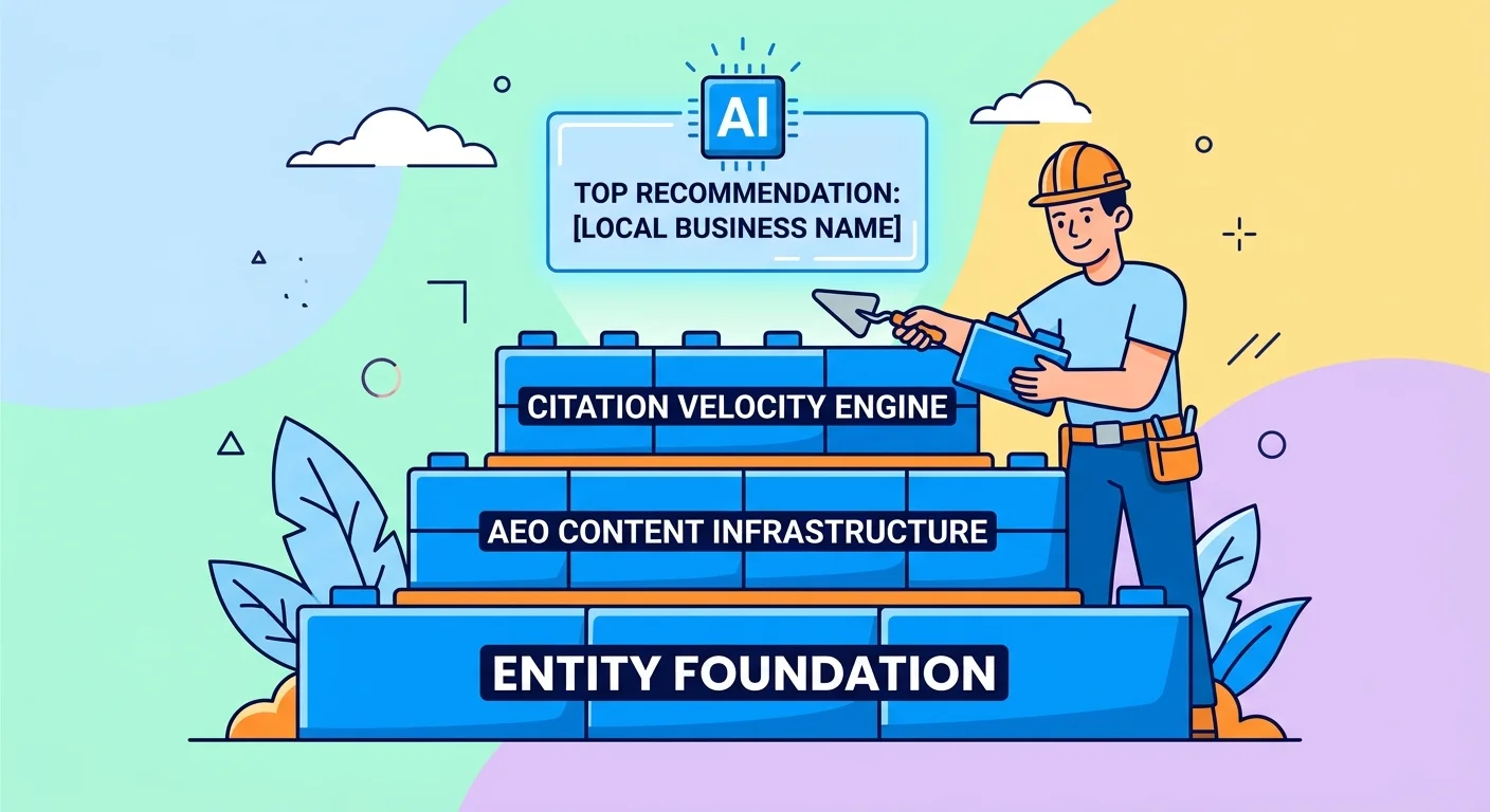 Three-layer authority asset infrastructure leading to AI recommendation
