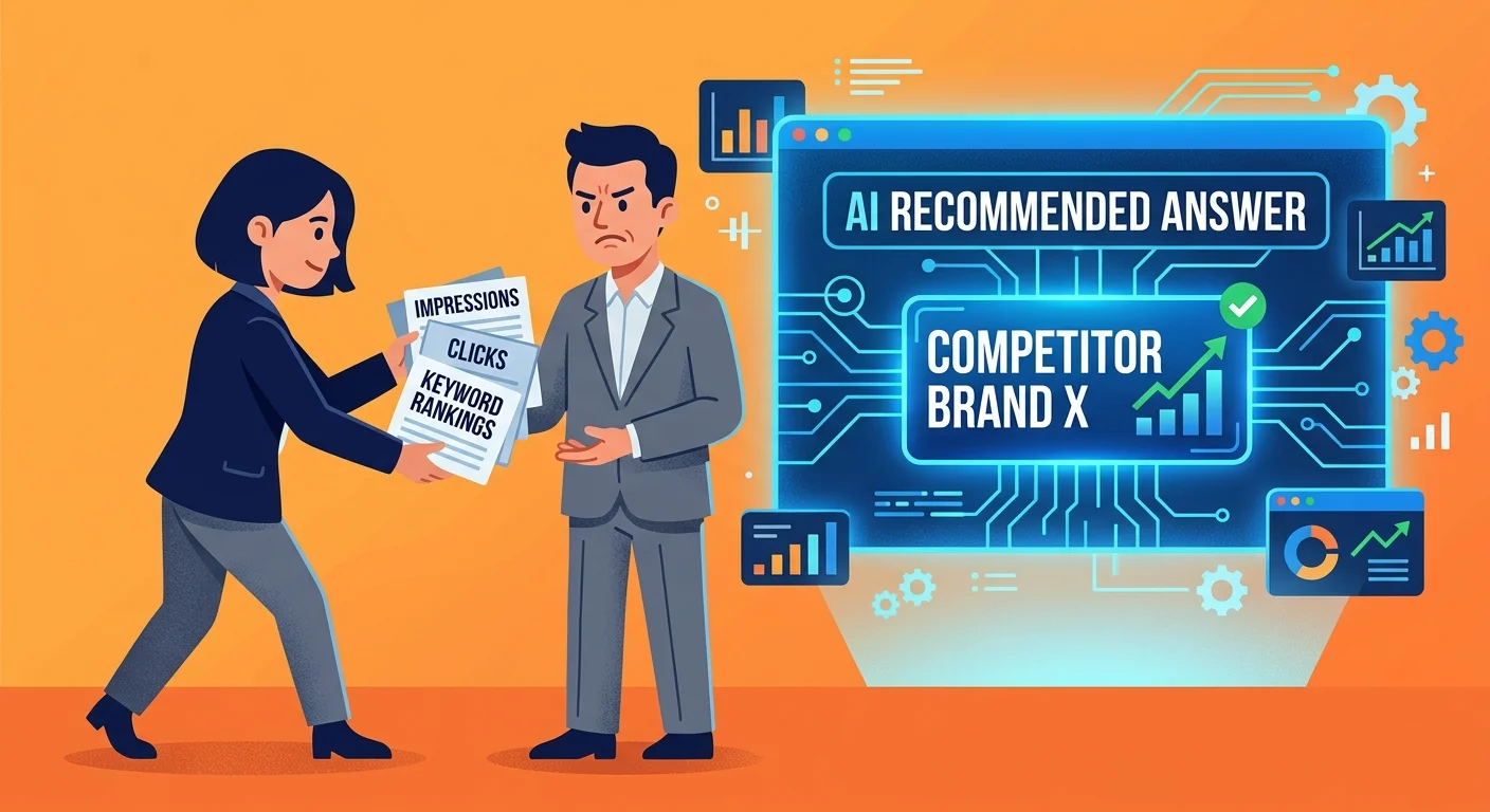 Traditional SEO agency metrics versus AI engine entity trust evaluation gap