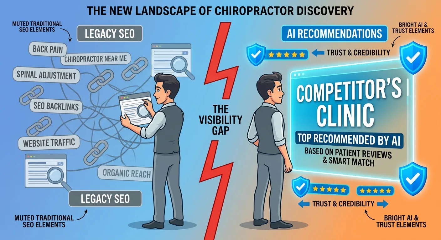 Traditional SEO versus AI entity trust gap in chiropractic practice visibility