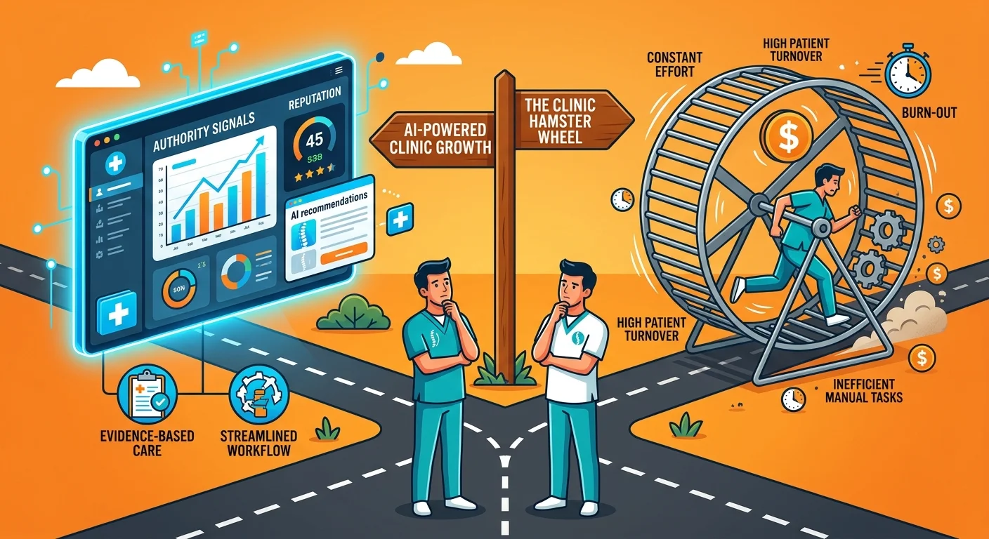 chiropractor decision fork between AI authority investment and ongoing retainer payments