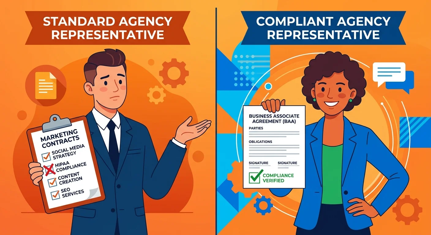 marketing agency without BAA versus compliant healthcare business associate agreement