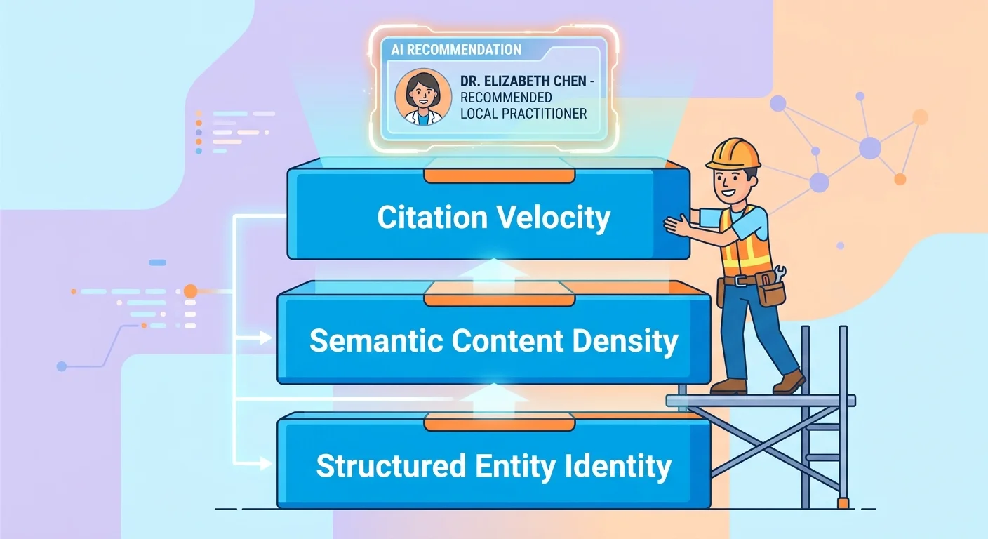 three layer entity trust infrastructure stack leading to AI recommendation