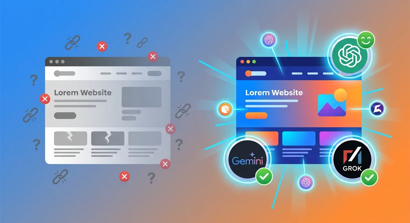 Static content becoming invisible to AI versus maintained content with clear entity recognition