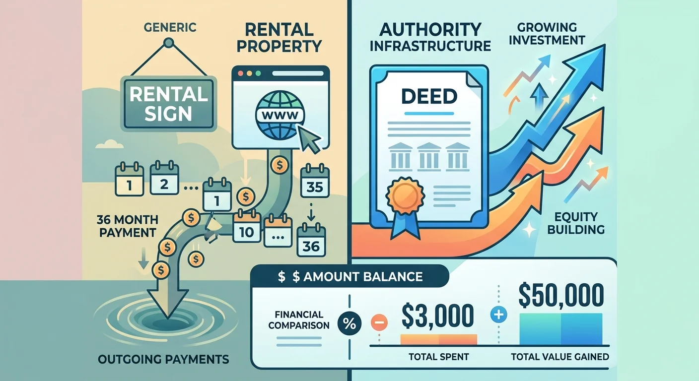 3 year total cost comparison AEO retainer versus authority infrastructure ownership