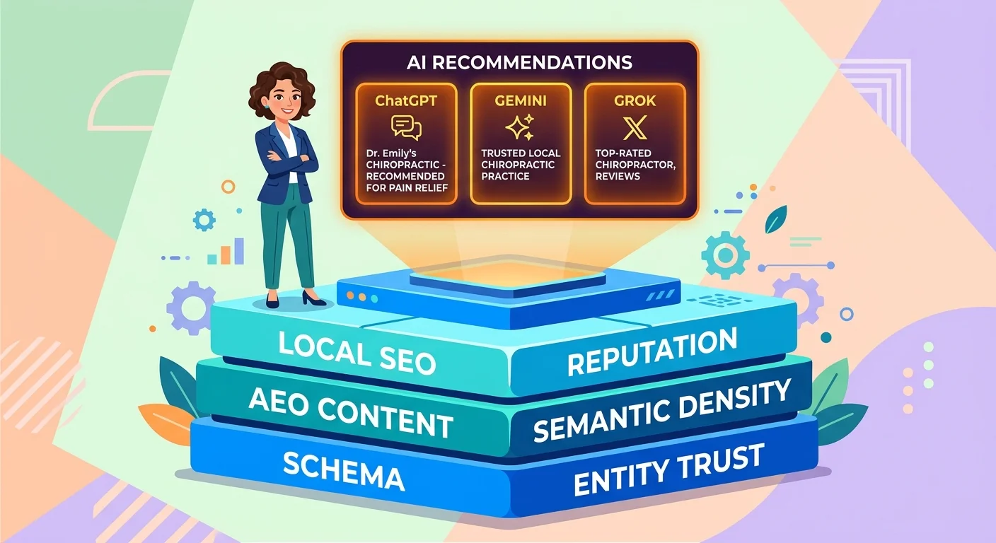 AI authority infrastructure layers powering chiropractic practice AI recommendation visibility
