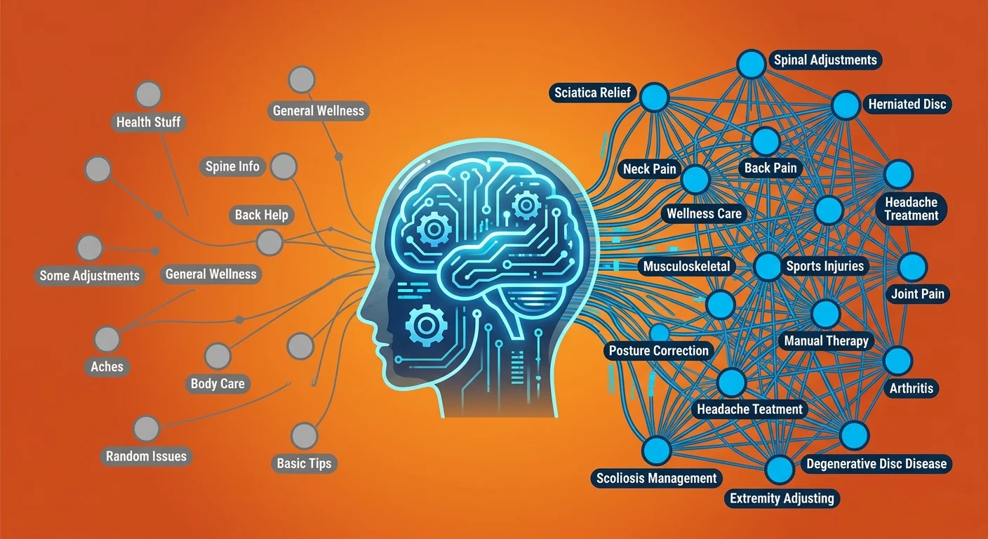 Semantic density comparison between specific authority content and generic website copy