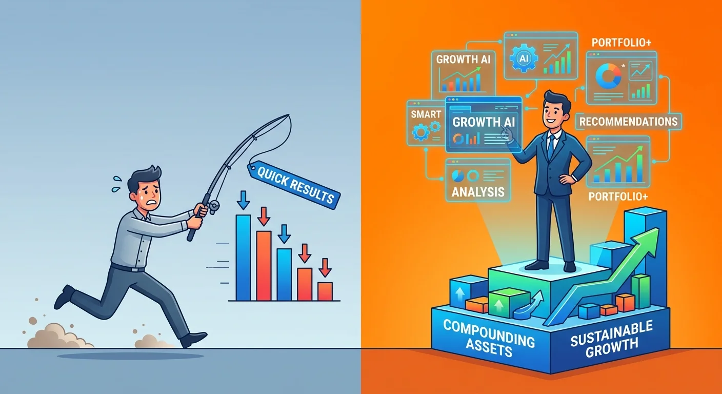 short term tactic seeker versus compounding AI authority builder comparison