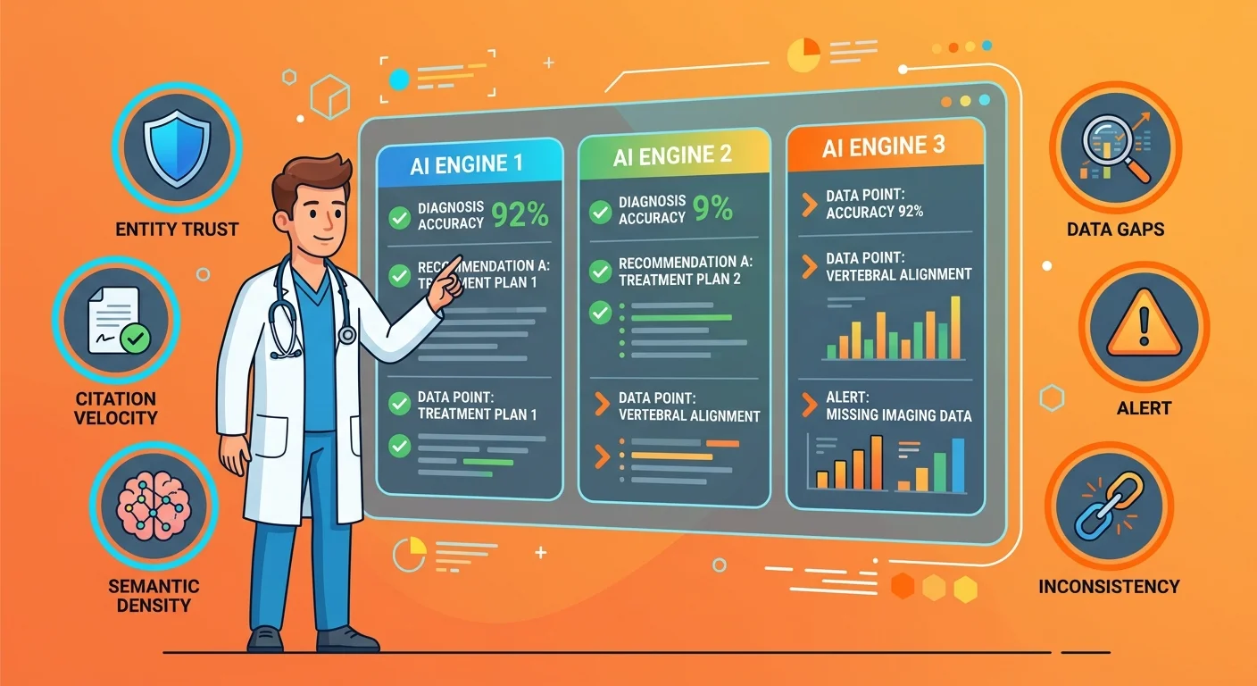 AI Visibility Check diagnostic measuring chiropractic practice authority across ChatGPT Gemini and Grok
