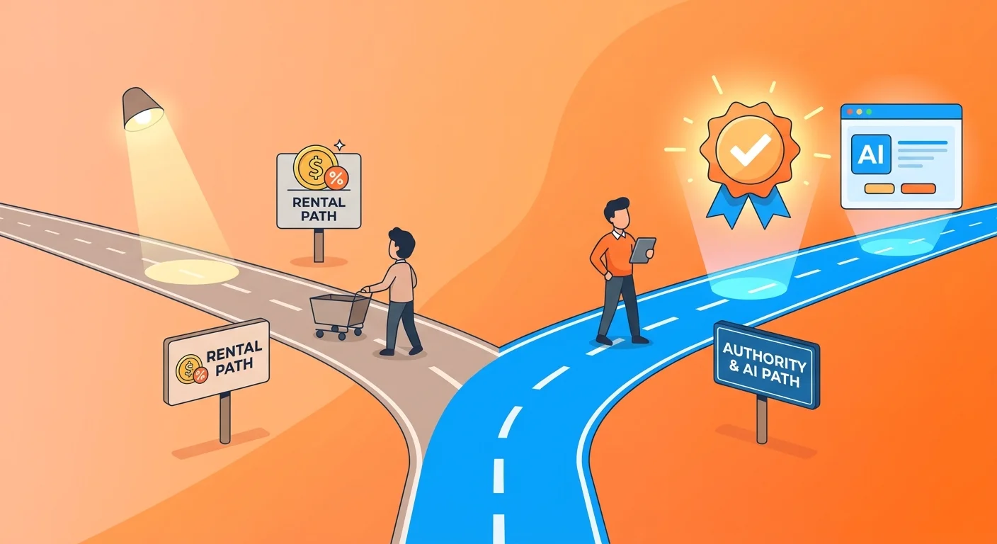 Chiropractor choosing between paid ads rental path and AI authority ownership path