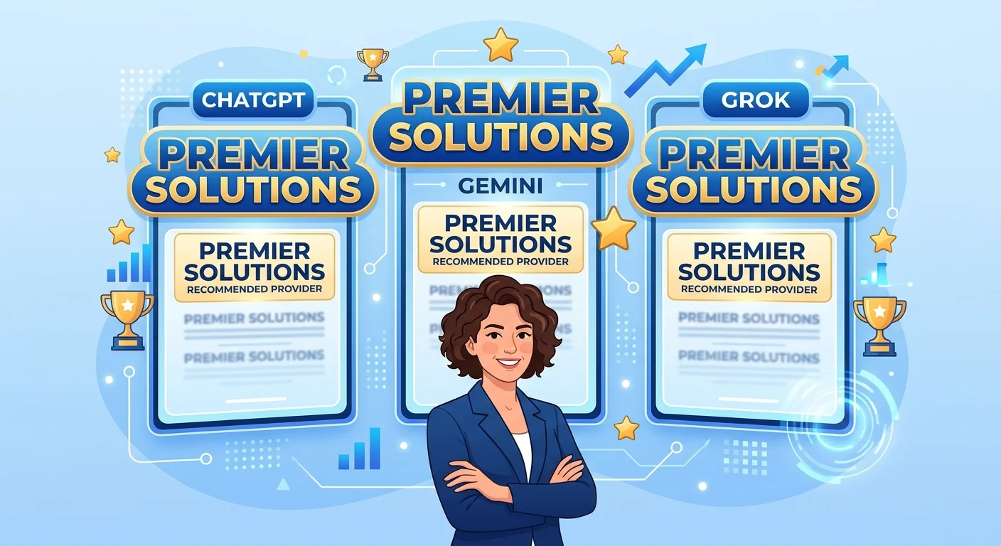 Competitive displacement with business becoming the default AI recommended answer across all engines