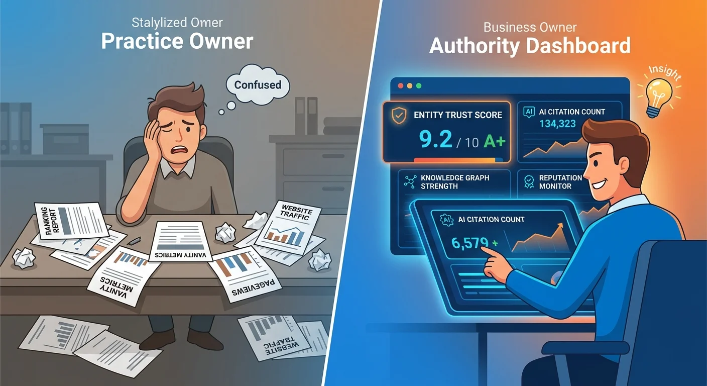 Traditional SEO retainer vanity metrics versus Authority Engine maintenance asset building model