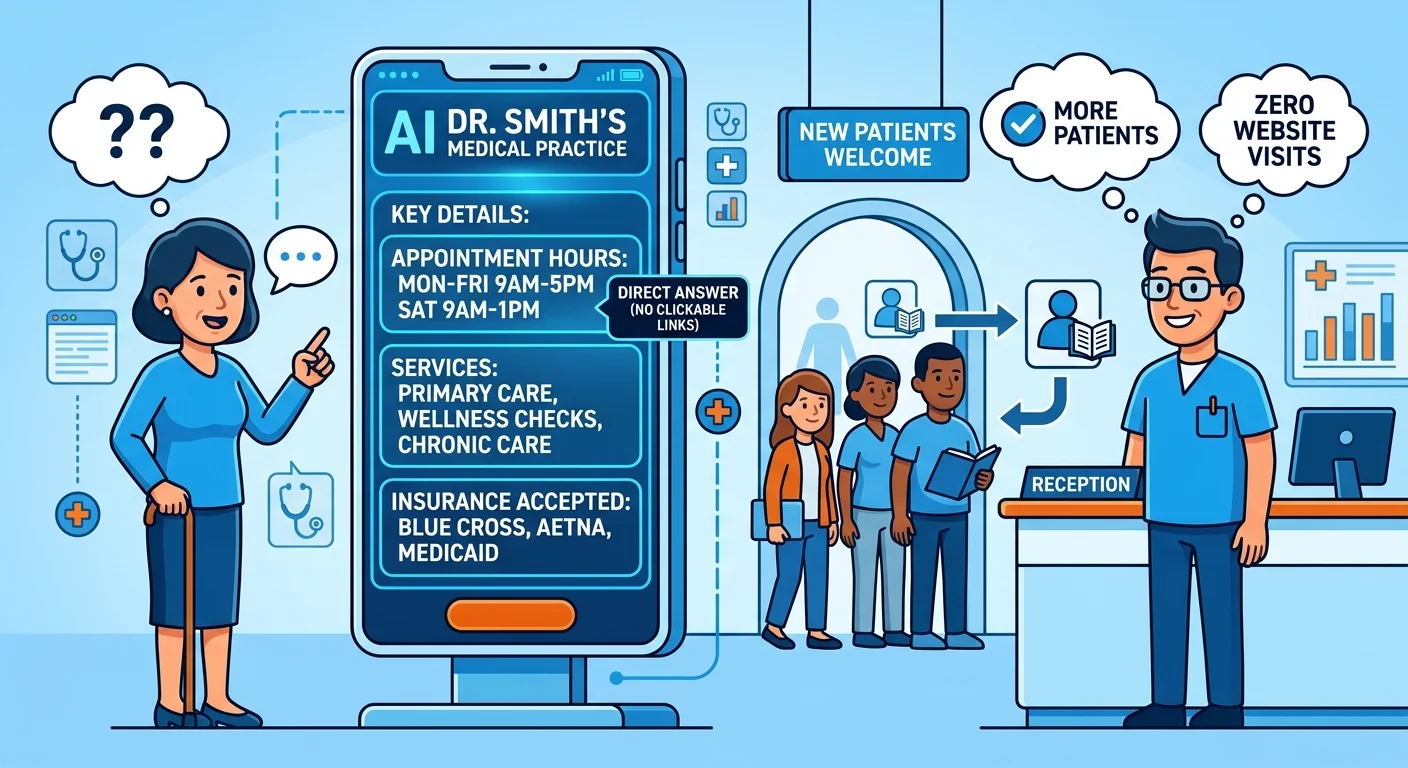 Zero-click AI answer naming a practice directly before any website visit occurs