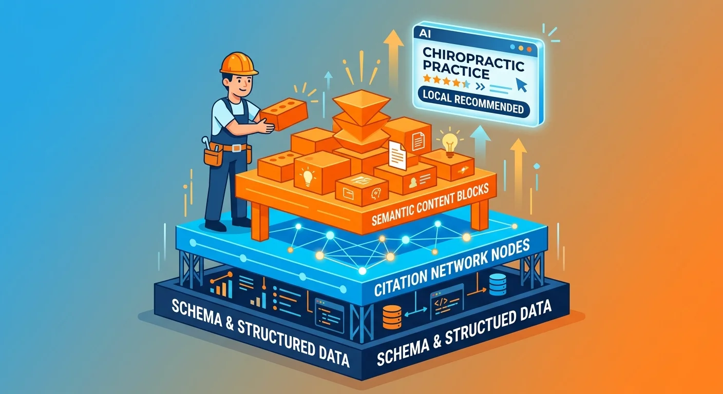 Authority infrastructure build with schema citation velocity and AEO content layers