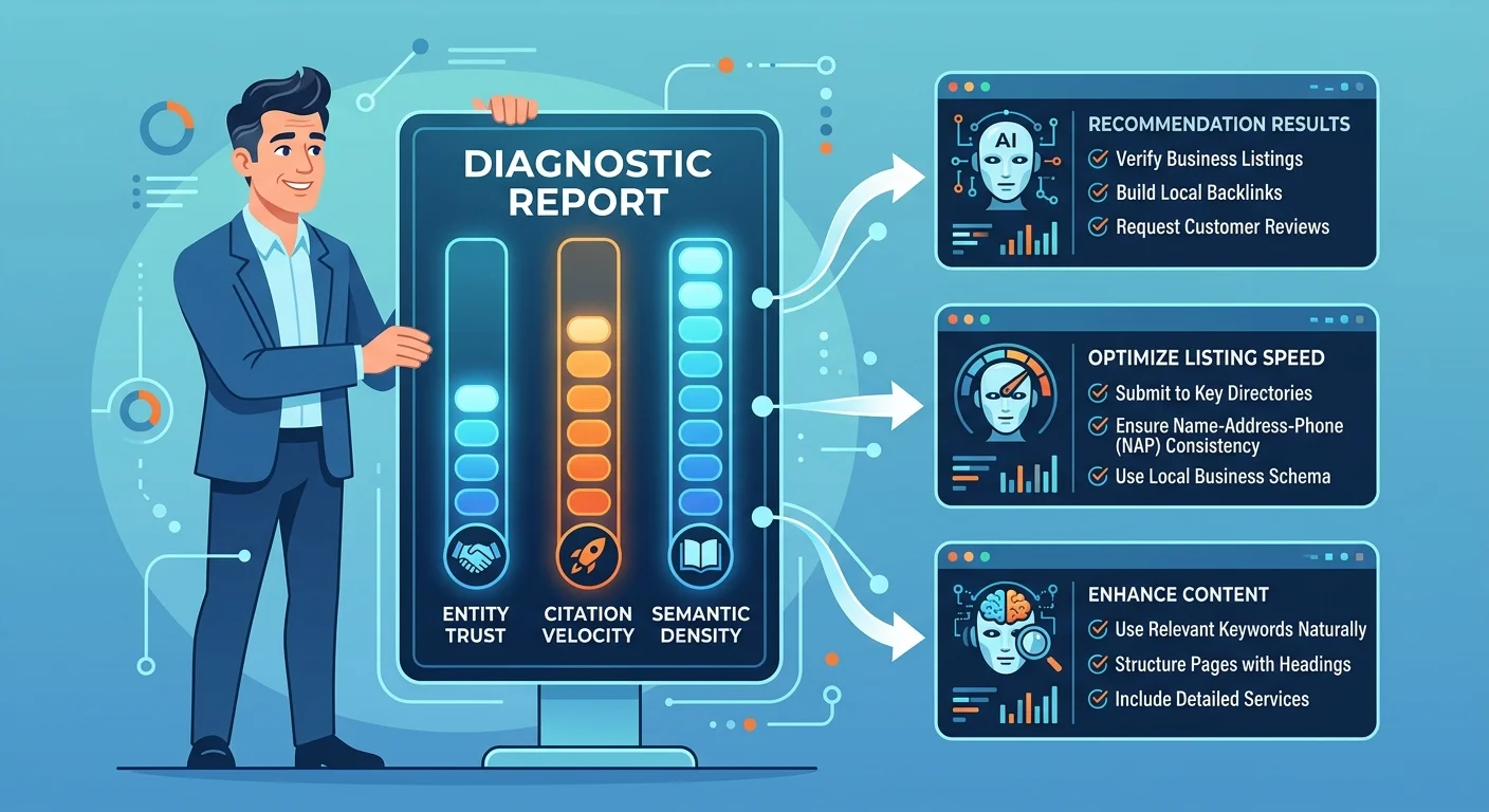 AI Authority Snapshot measuring entity trust citation velocity and semantic density signals