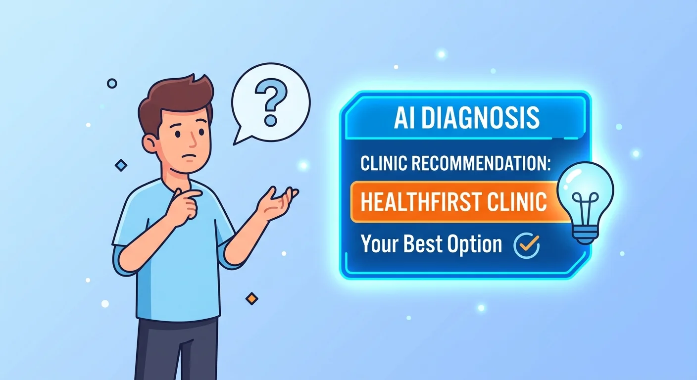 AI engine delivering single healthcare recommendation verdict instead of search list