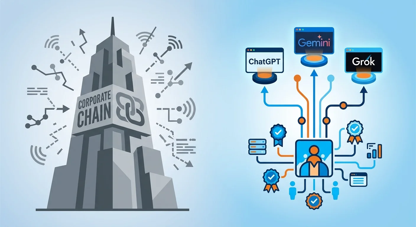 Corporate chain vs independent practice AI visibility comparison