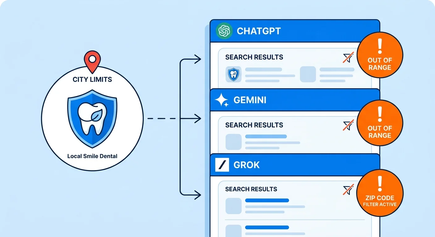 Local brand filtered out of national AI recommendations by geographic signals