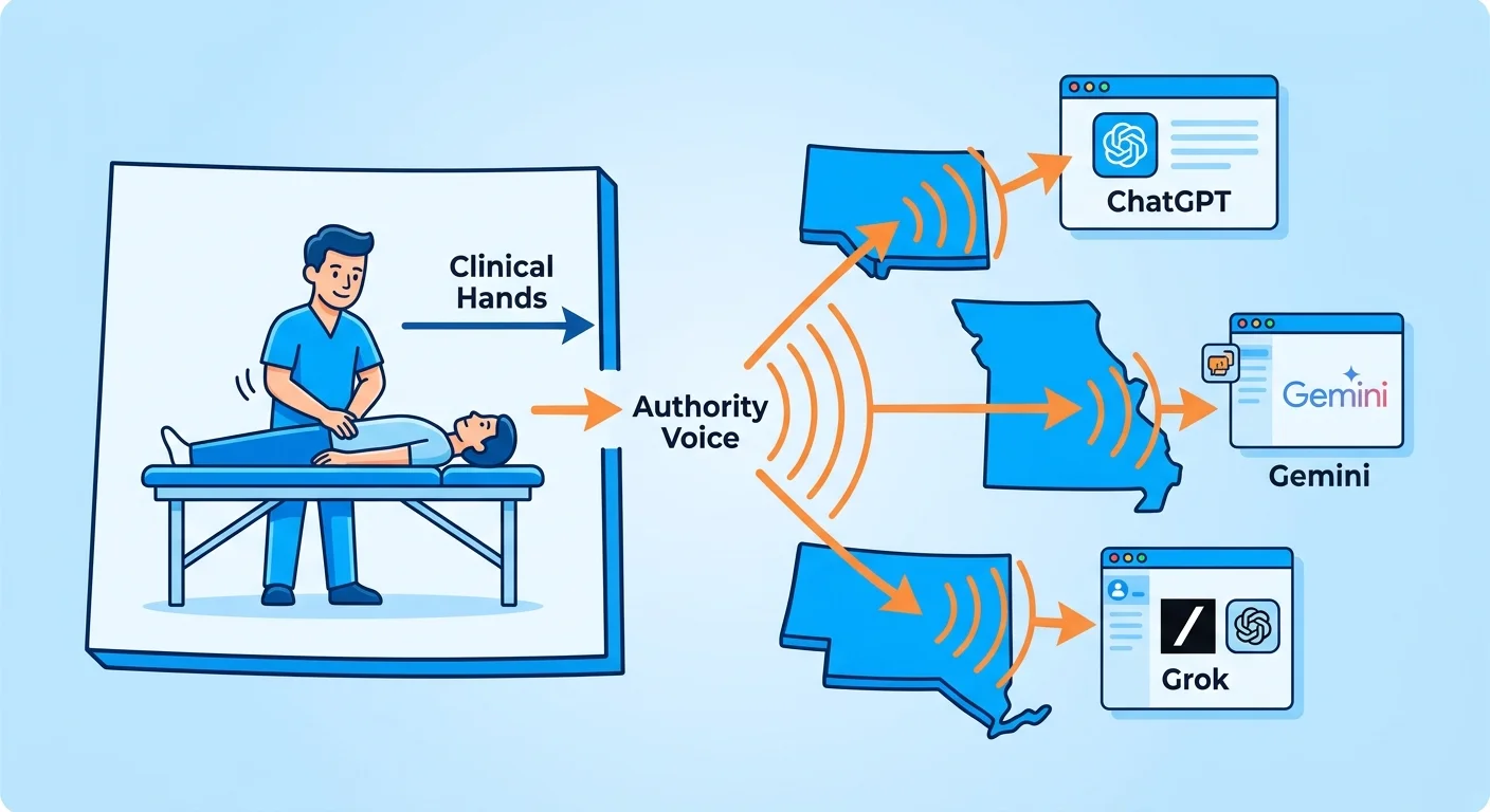 clinical licensing boundary versus national AI entity signal reach for single-location clinics