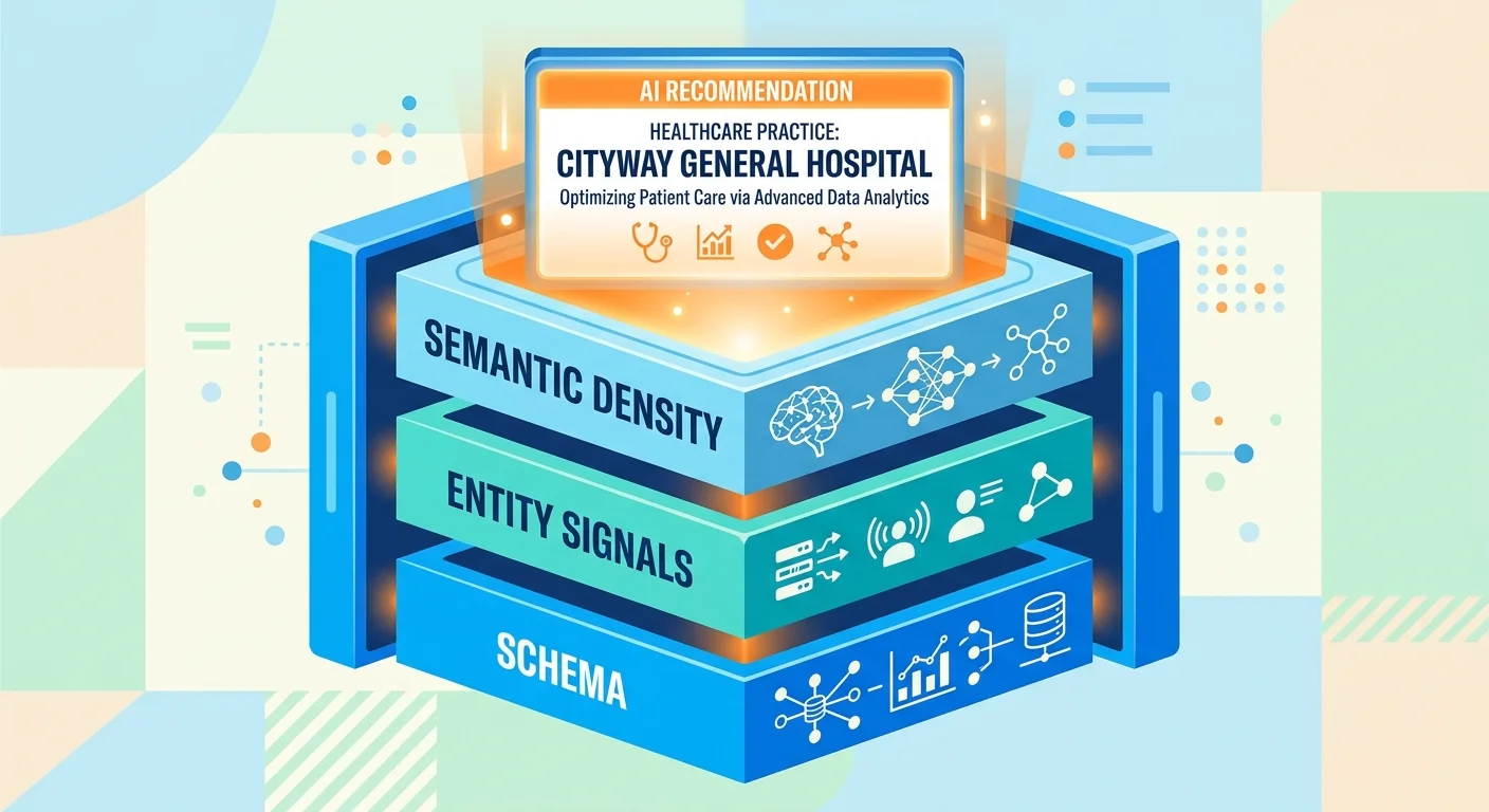 Three pillar authority stack schema entity signals semantic density for AI healthcare visibility