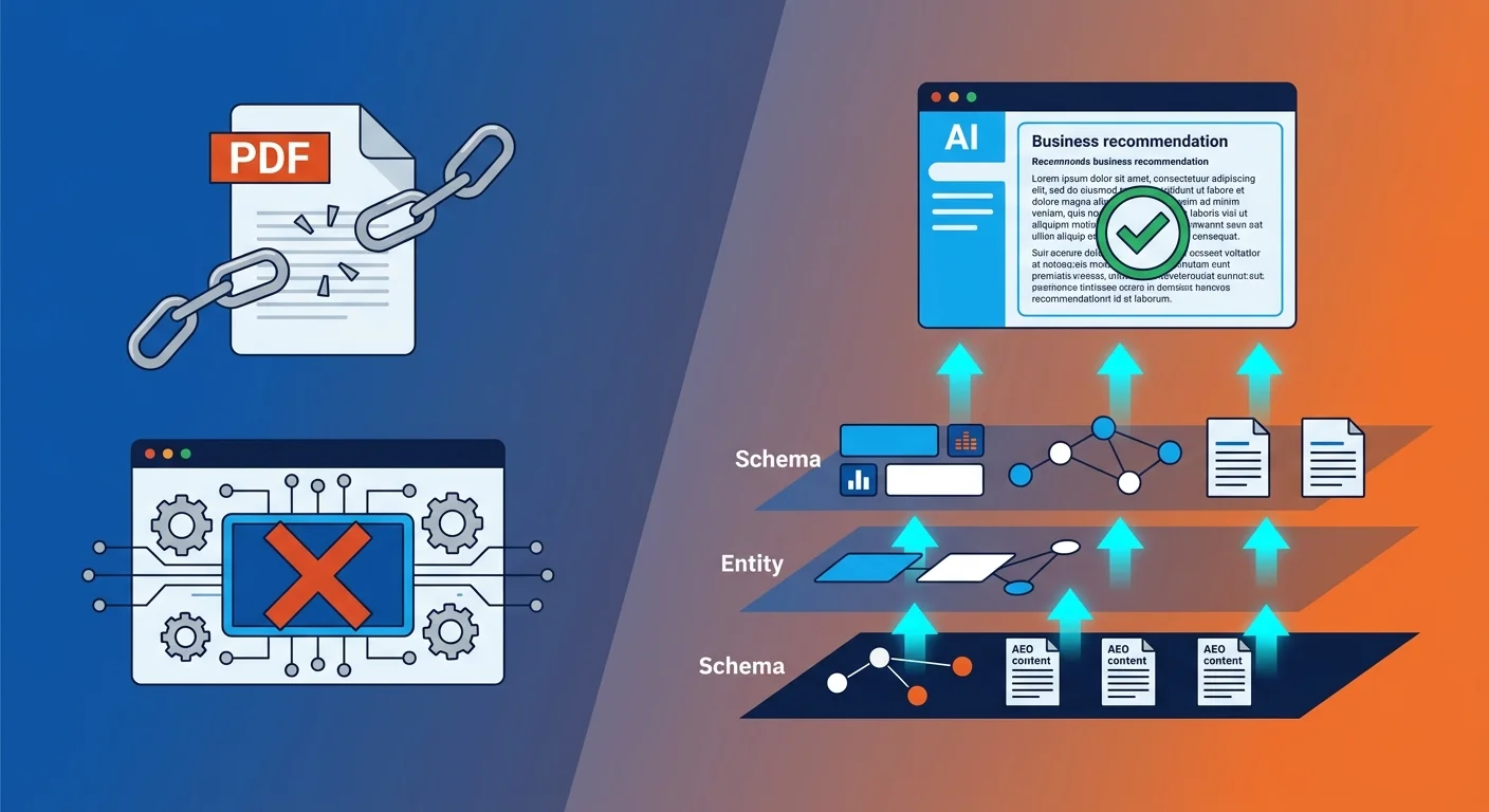 static audit versus compounding AEO infrastructure and AI recommendation outcome