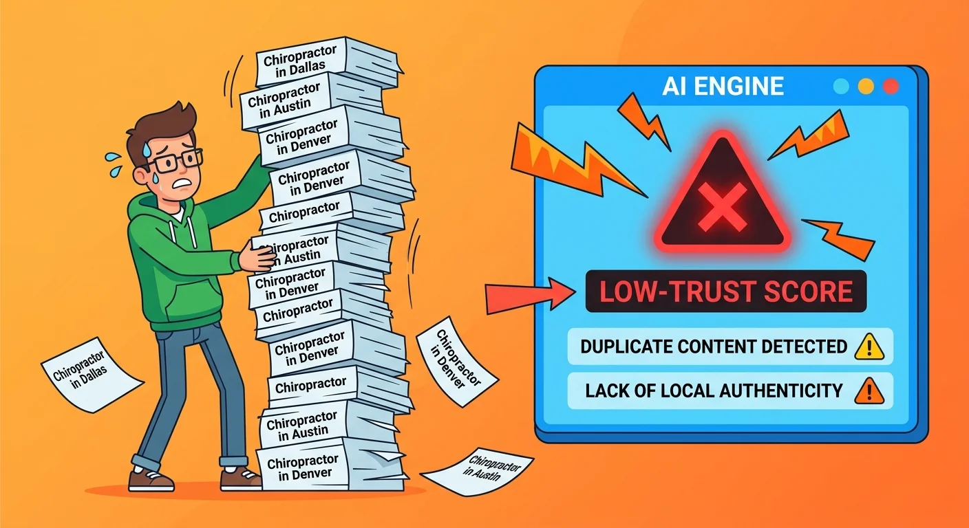 templated city landing pages rejected by national AI search engine authority check