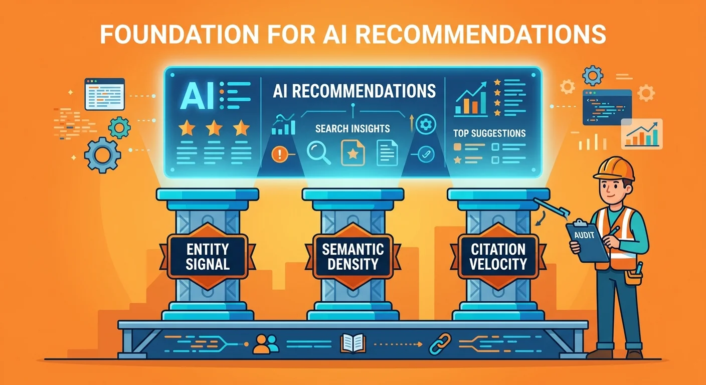 three AI authority content signals entity trust semantic density citation velocity pillars