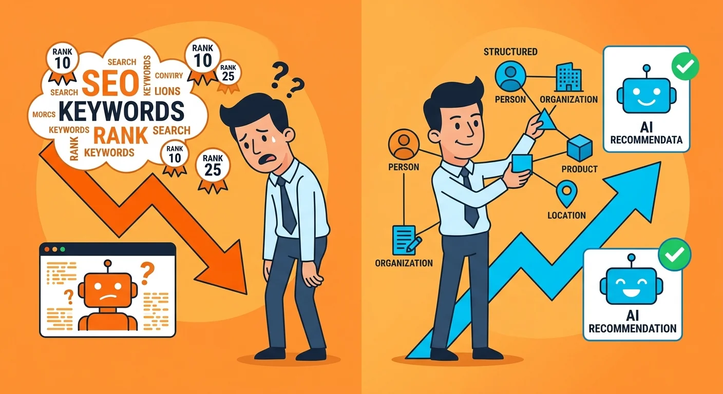traditional SEO tactics versus AI authority infrastructure for practice visibility