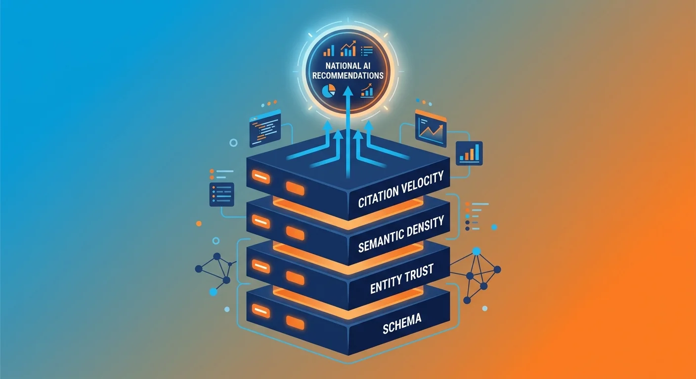 four national AEO authority signal layers leading to AI recommendation