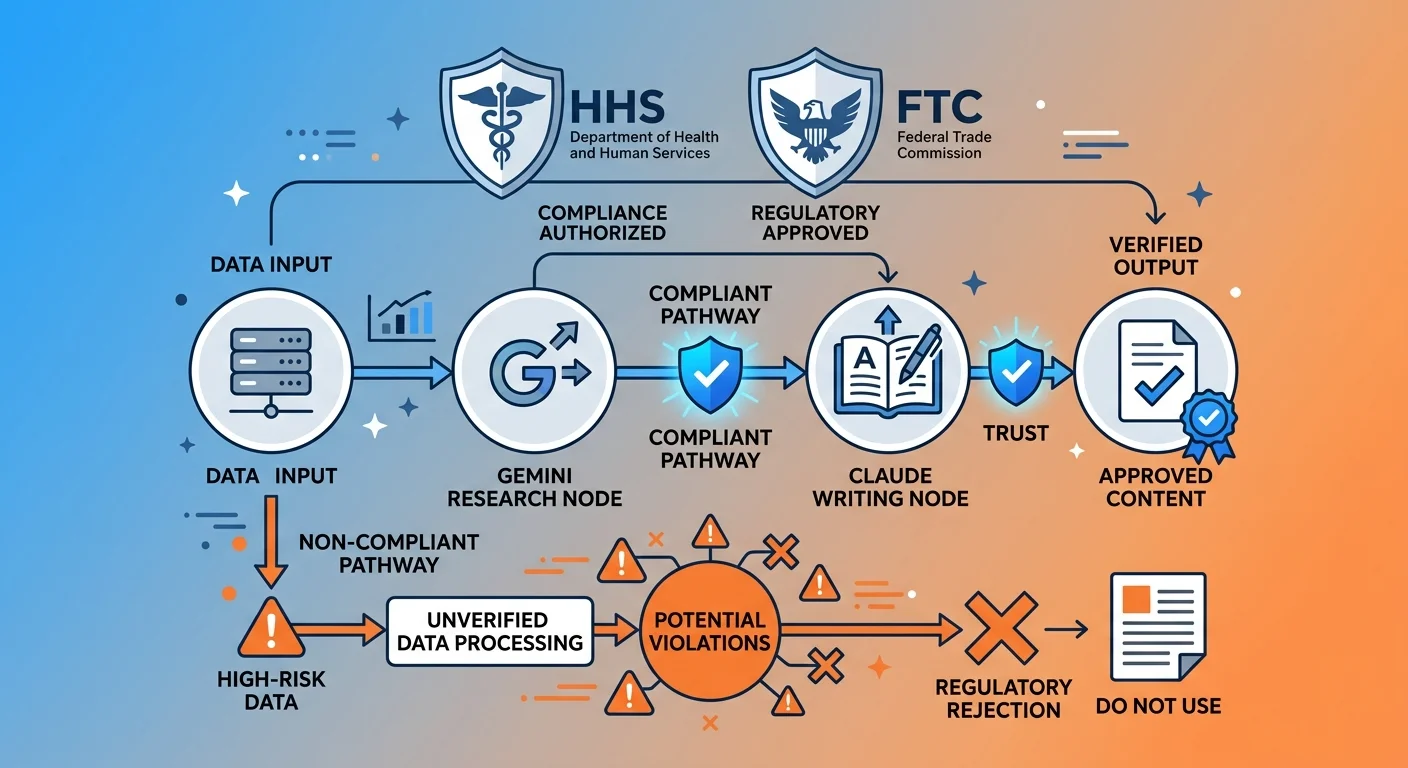 FTC and HHS regulatory compliance standards for AI healthcare content