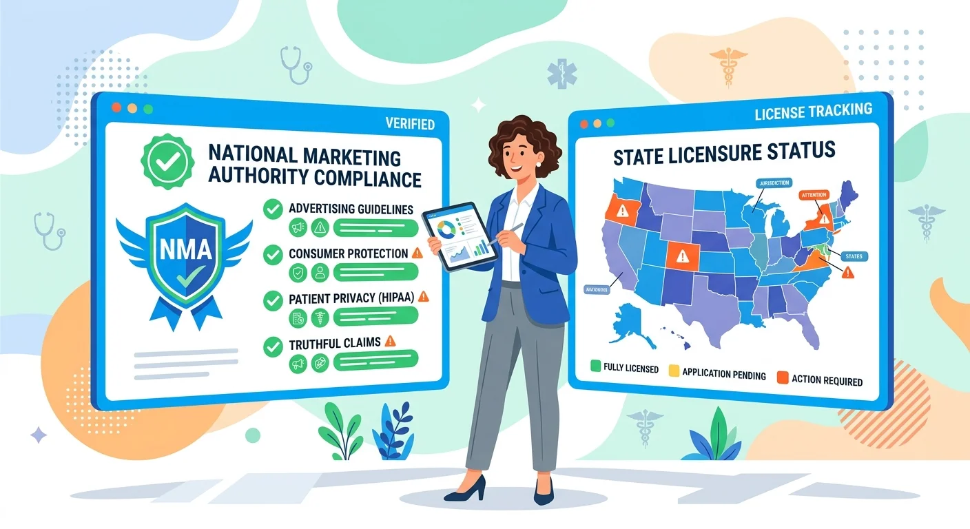 telehealth compliance requirements for national clinic marketing and state licensing
