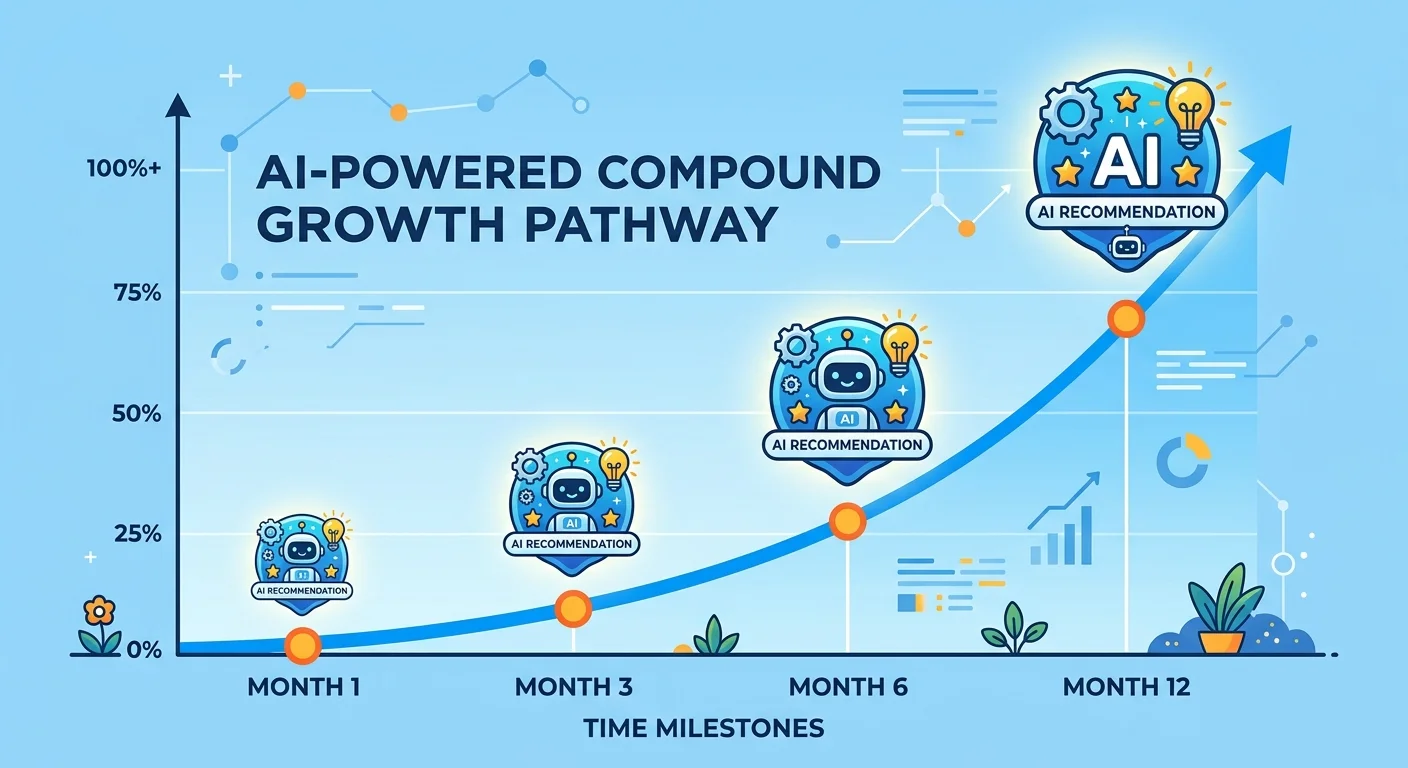 AI authority citation velocity compounding curve over 12 month execution timeline