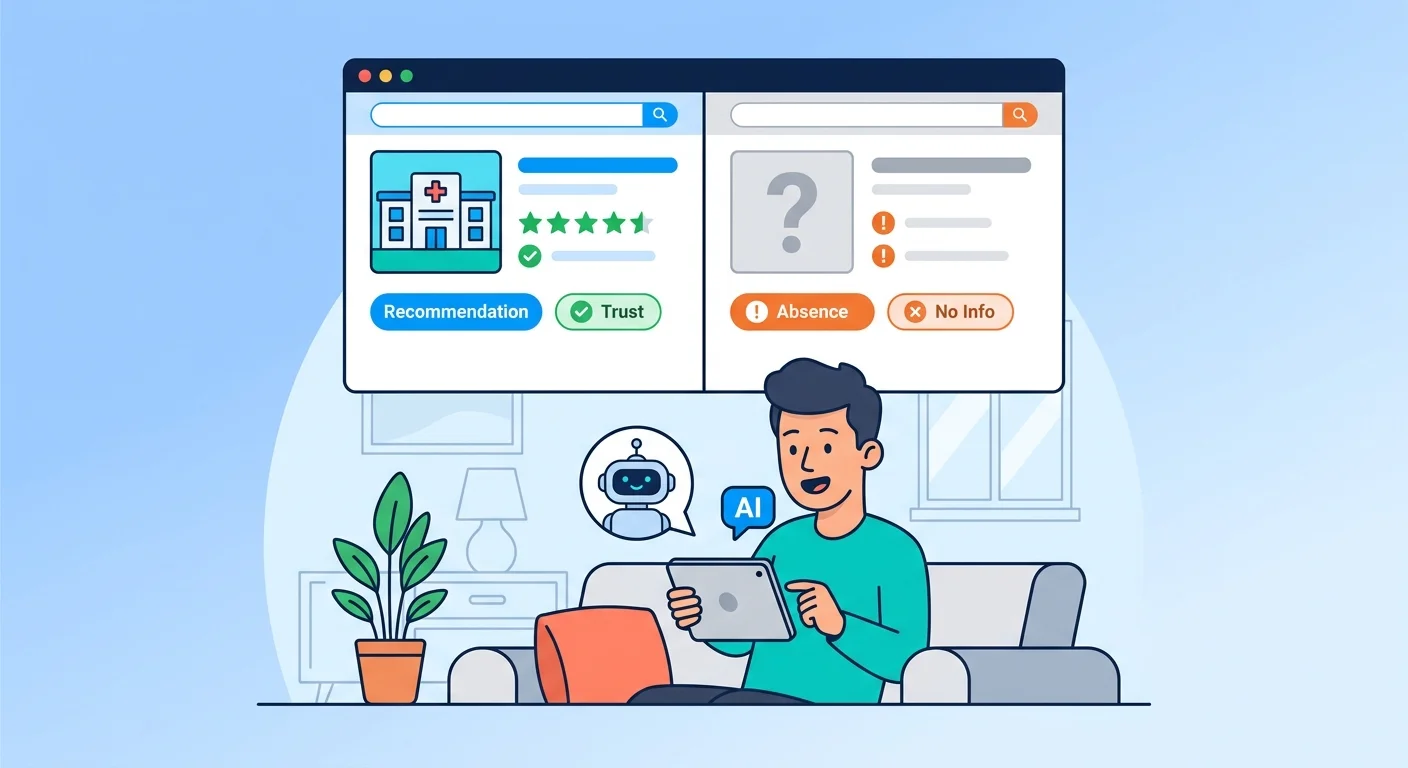 patient AI search recommendation gap between visible and invisible healthcare practices