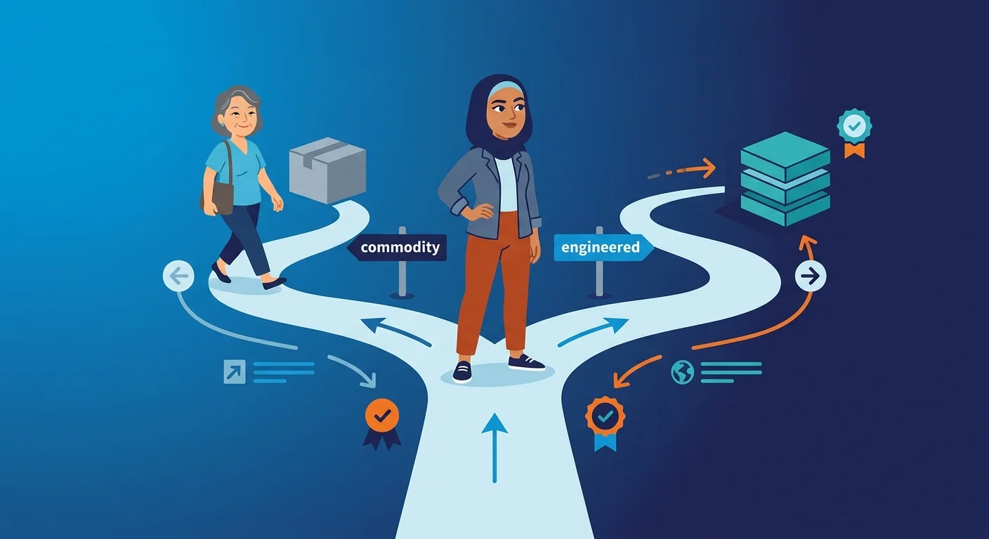 Choosing between commodity content and engineered content paths