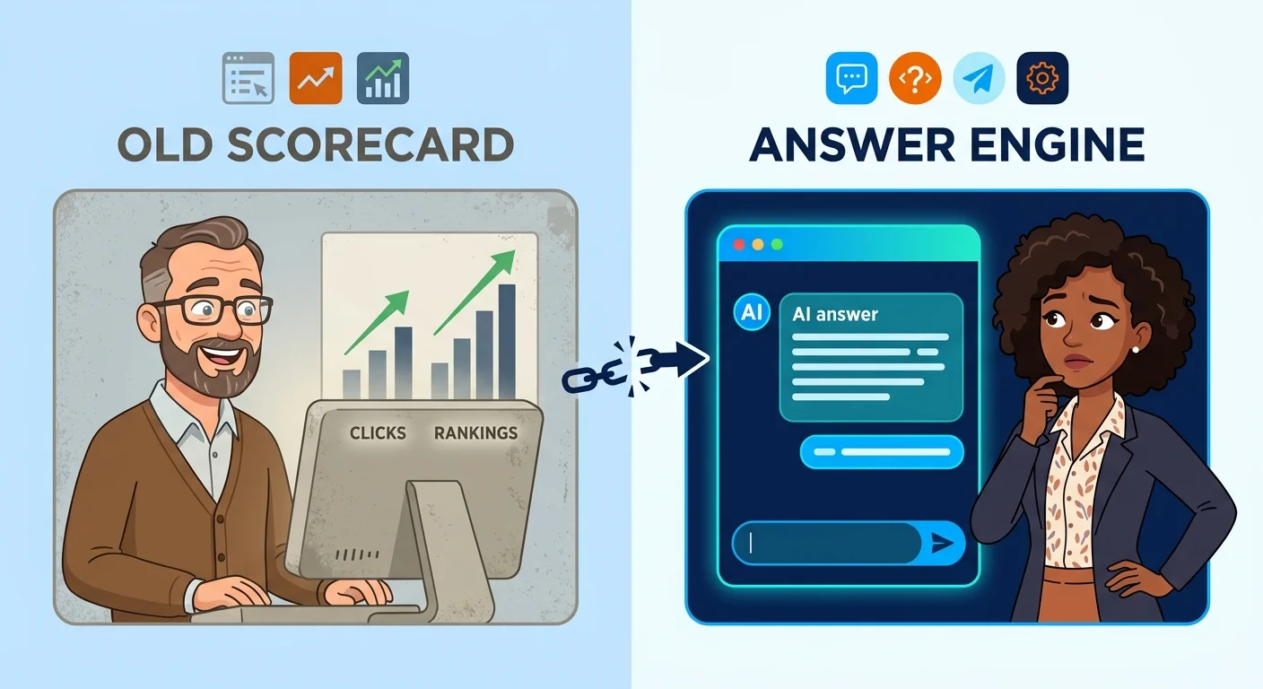 Old ranking metrics versus conversational search answer engine comparison