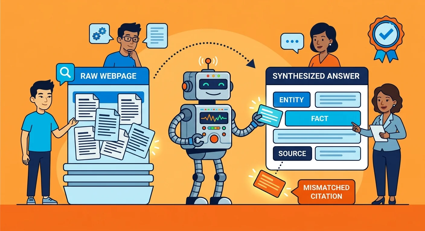 How answer engines extract and synthesize webpage content into answers