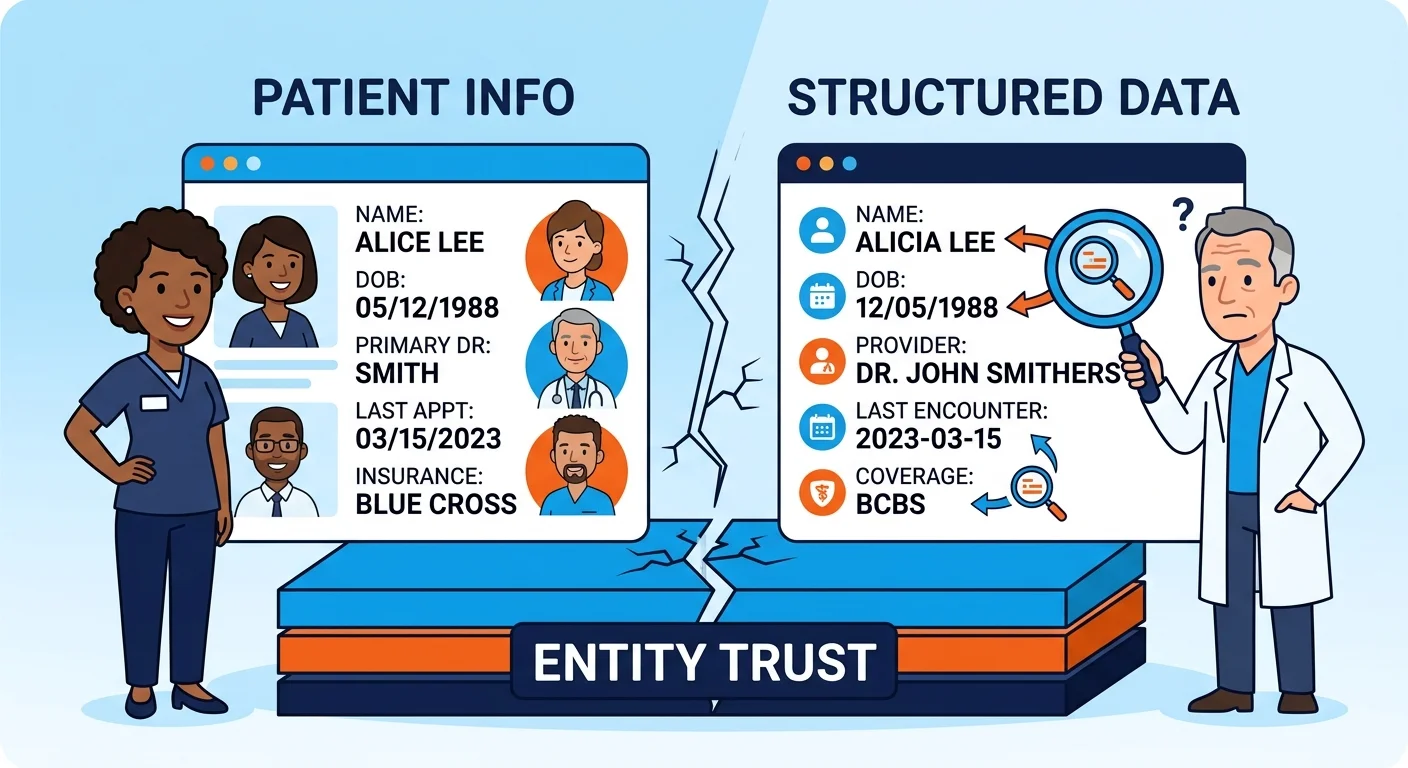 Schema drift causing mismatched clinic data and content